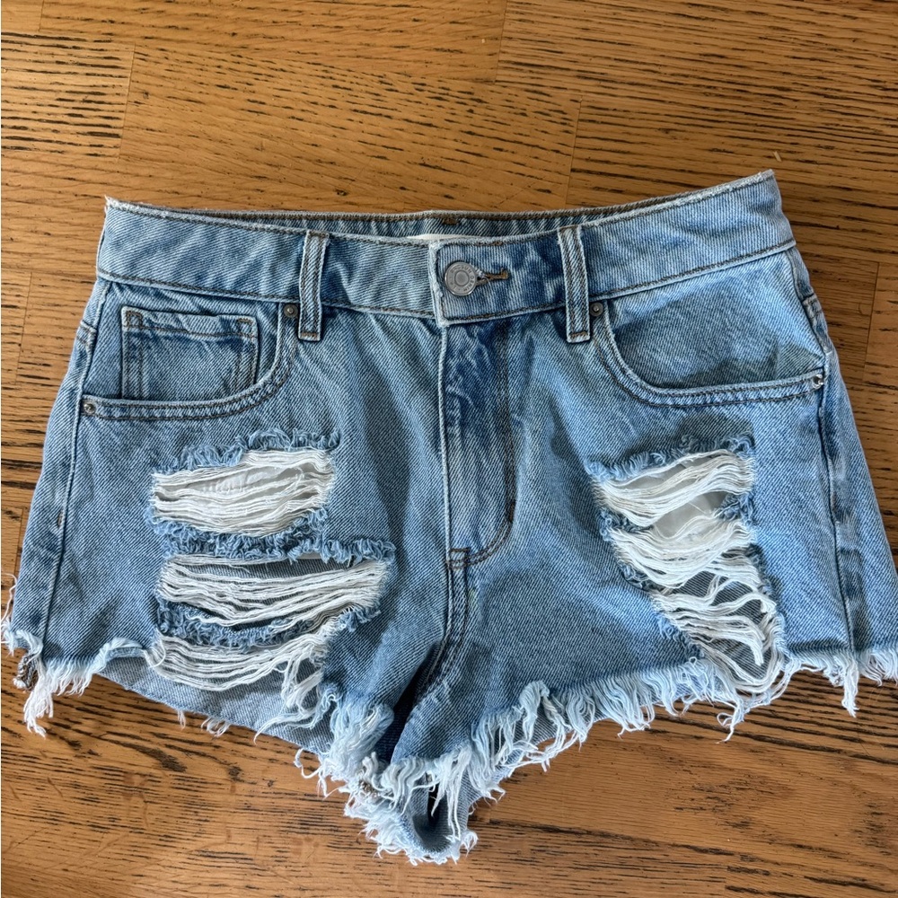 Pac Sun High Rise Festival Shorts size 26 distressed jean shorts